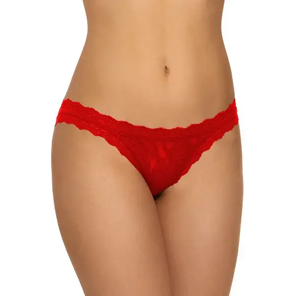 Mid-waist red lace brief panty for women