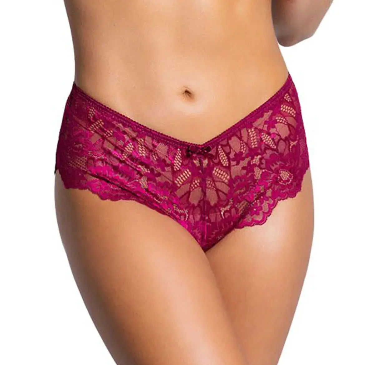 Elegant Burgundy Lycra Lace Hipster Panty for Women – Mid-Waist Design