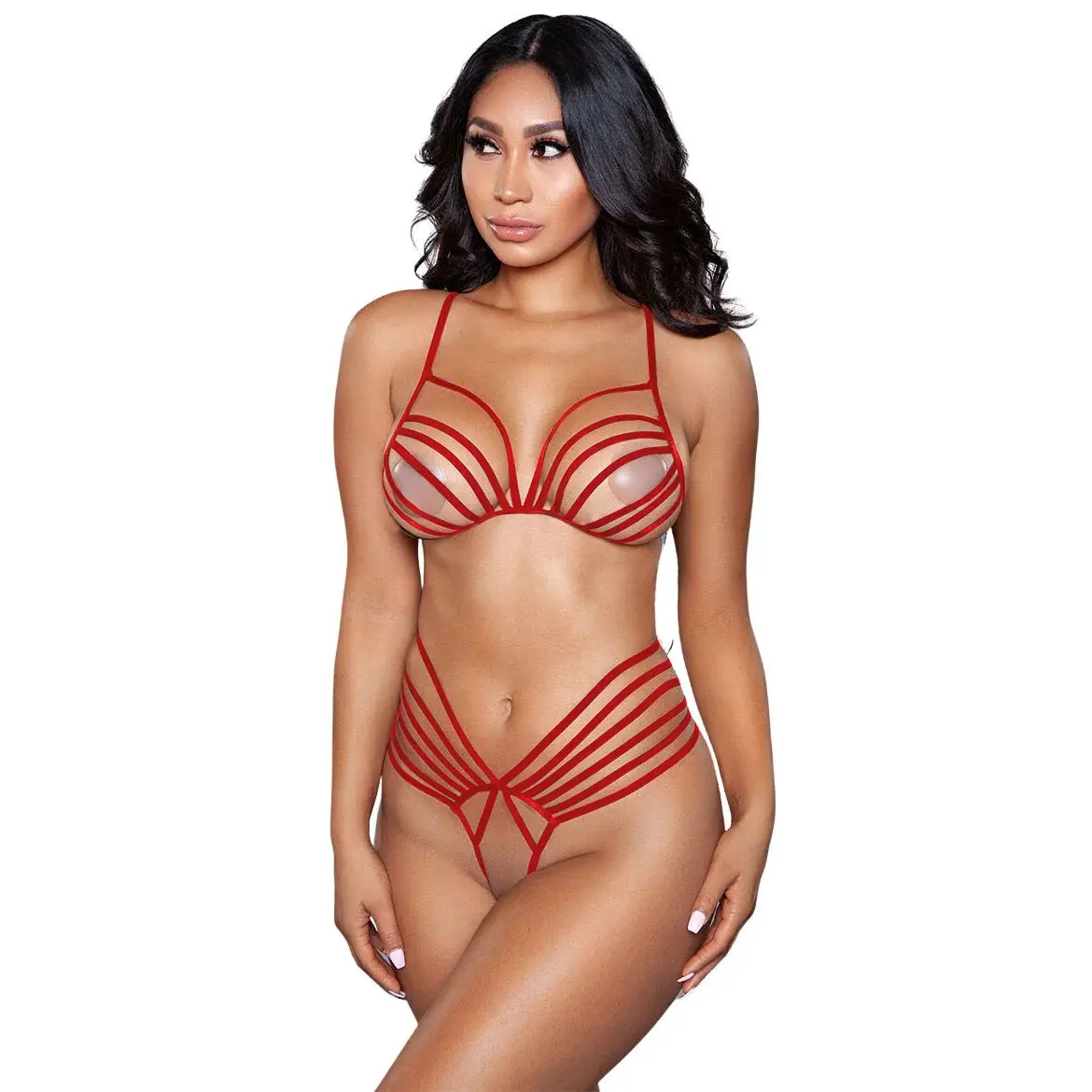 Red Harness Lingerie with G-String - Affordable Wholesale Dropshipping.