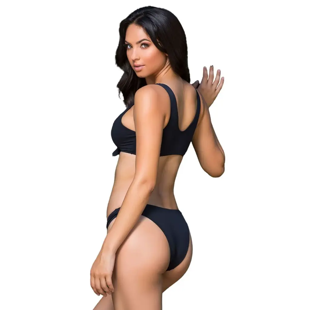 Deep Neck Bikini Set - BKN - 60095